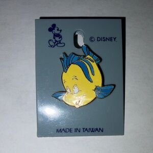 Vintage Disney Flounder Enamel Pin Made in Taiwan Little Mermaid